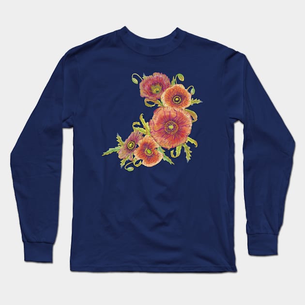 Red Poppies Long Sleeve T-Shirt by lottibrown